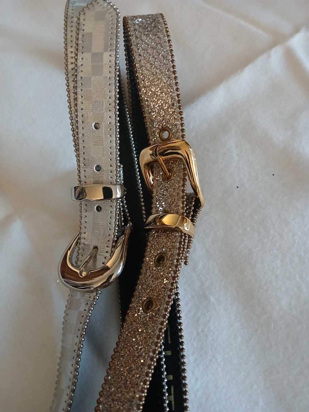 Elite Vintage Sparkle Metallic Women's Belt - Gold & Silver